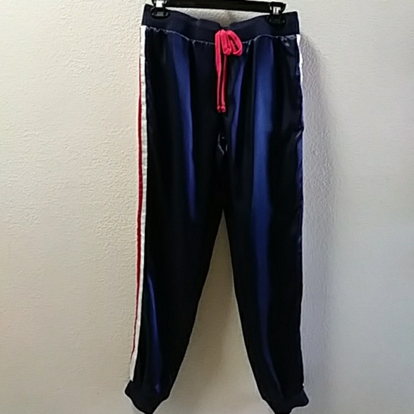 Almost Famous Pants - Red white and blue silk like pants MEDIUM